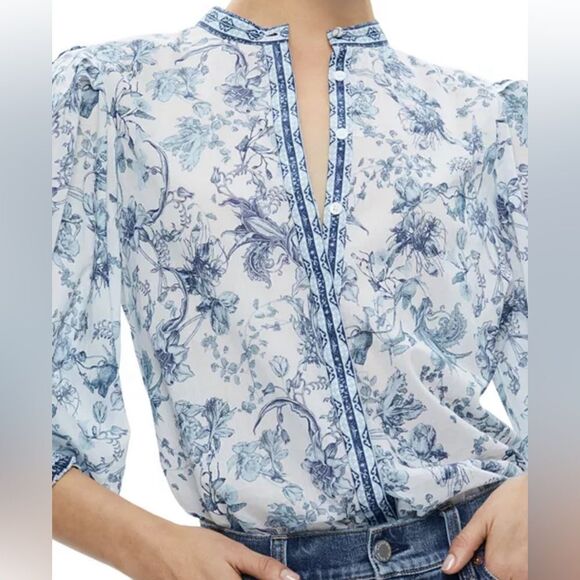 Alice and Olivia Blouson Sleeve Top size M - Picture 5 of 16